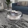 imageDeco 79 Aluminum Metal Living Room Coffee Table Drum Shaped Table with Hammered Design Center Table 30quot x 30quot x 14quot SilverSilver