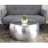 imageDeco 79 Aluminum Metal Living Room Coffee Table Drum Shaped Table with Hammered Design Center Table 30quot x 30quot x 14quot SilverSilver