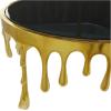 imageDeco 79 Aluminum Metal Living Room Coffee Table Melting Drip Table with Black Glass Top Center Table 36quot x 36quot x 16quot SilverGold