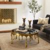 imageDeco 79 Aluminum Metal Living Room Coffee Table Melting Drip Table with Black Glass Top Center Table 36quot x 36quot x 16quot SilverGold