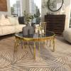 imageDeco 79 Aluminum Metal Living Room Coffee Table Melting Drip Table with Black Glass Top Center Table 36quot x 36quot x 16quot SilverGold