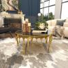 imageDeco 79 Aluminum Metal Living Room Coffee Table Melting Drip Table with Black Glass Top Center Table 36quot x 36quot x 16quot SilverGold