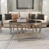 imageDeco 79 Aluminum Metal Living Room Coffee Table Melting Drip Table with Black Glass Top Center Table 36quot x 36quot x 16quot SilverSilver