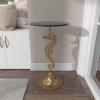 imageDeco 79 Aluminum Metal Sea Horse Side End Accent Table Pedestal End Table with Tray Top Side Table 14quot x 14quot x 27quot SilverGold