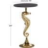 imageDeco 79 Aluminum Metal Sea Horse Side End Accent Table Pedestal End Table with Tray Top Side Table 14quot x 14quot x 27quot SilverGold