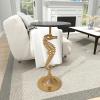 imageDeco 79 Aluminum Metal Sea Horse Side End Accent Table Pedestal End Table with Tray Top Side Table 14quot x 14quot x 27quot SilverGold