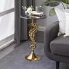imageDeco 79 Aluminum Metal Sea Horse Side End Accent Table Pedestal End Table with Tray Top Side Table 14quot x 14quot x 27quot SilverGold