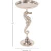 imageDeco 79 Aluminum Metal Sea Horse Side End Accent Table Pedestal End Table with Tray Top Side Table 14quot x 14quot x 27quot SilverSilver
