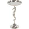 imageDeco 79 Aluminum Metal Sea Horse Side End Accent Table Pedestal End Table with Tray Top Side Table 14quot x 14quot x 27quot SilverSilver
