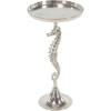 imageDeco 79 Aluminum Metal Sea Horse Side End Accent Table Pedestal End Table with Tray Top Side Table 14quot x 14quot x 27quot SilverSilver