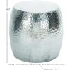 imageDeco 79 Aluminum Metal Side End Accent Table Drum Shaped End Table with Hammered Design Side Table 14quot x 14quot x 16quot SilverAccent Table