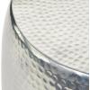 imageDeco 79 Aluminum Metal Side End Accent Table Drum Shaped End Table with Hammered Design Side Table 14quot x 14quot x 16quot SilverAccent Table