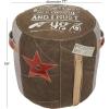 imageDeco 79 Canvas Pouf with Leather Accents 17quot x 17quot x 19quot Brown