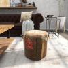 imageDeco 79 Canvas Pouf with Leather Accents 17quot x 17quot x 19quot Brown
