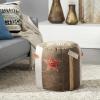 imageDeco 79 Canvas Pouf with Leather Accents 17quot x 17quot x 19quot Brown