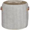 imageDeco 79 Canvas Pouf with Leather Accents 17quot x 17quot x 19quot Brown