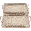 imageDeco 79 Dried Plant Handmade Tray with Metal Rim Set of 2 27quot 26quotW BrownLightbrownBlack