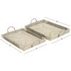 imageDeco 79 Dried Plant Handmade Tray with Metal Rim Set of 2 27quot 26quotW BrownLightbrownBlack