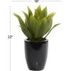 imageDeco 79 Faux Foliage Agave Artificial Plant with Realistic Leaves and Black Fiberglass Pot 17quot x 16quot x 22quot Green