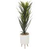 imageDeco 79 Faux Foliage Dracaena Artificial Plant with Realistic Leaves and White Ceramic Pot 19quot x 19quot x 49quot Green