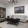 imageDeco 79 Faux Leather Living Room Coffee Table Vintage Faux Leather 2 Drawer Table with Curved Style Leg Stand Center Table 40quot x 19quot x 21quot Brown