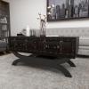 imageDeco 79 Faux Leather Living Room Coffee Table Vintage Faux Leather 2 Drawer Table with Curved Style Leg Stand Center Table 40quot x 19quot x 21quot Brown