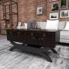 imageDeco 79 Faux Leather Living Room Coffee Table Vintage Faux Leather 2 Drawer Table with Curved Style Leg Stand Center Table 40quot x 19quot x 21quot Brown