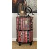 imageDeco 79 Faux Leather Room Cabinet Circular Storage 2 Door Storage Cabinet with Stacked Book Design and Scroll Details Accent Cabinet 18quot x 18quot x 28quot RedAccent Cabinet 18 x 18 x 28