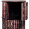 imageDeco 79 Faux Leather Room Cabinet Circular Storage 2 Door Storage Cabinet with Stacked Book Design and Scroll Details Accent Cabinet 18quot x 18quot x 28quot RedAccent Cabinet 18 x 18 x 28
