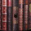 imageDeco 79 Faux Leather Room Cabinet Circular Storage 2 Door Storage Cabinet with Stacked Book Design and Scroll Details Accent Cabinet 18quot x 18quot x 28quot RedAccent Cabinet 18 x 18 x 28