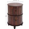 imageDeco 79 Faux Leather Room Cabinet Circular Storage 2 Door Storage Cabinet with Stacked Book Design and Scroll Details Accent Cabinet 18quot x 18quot x 28quot RedAccent Cabinet 18 x 18 x 28