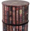 imageDeco 79 Faux Leather Room Cabinet Circular Storage 2 Door Storage Cabinet with Stacked Book Design and Scroll Details Accent Cabinet 18quot x 18quot x 28quot RedAccent Cabinet 18 x 18 x 28