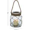imageDeco 79 Glass Handmade Indoor Outdoor Candle Lantern Decorative Lantern Candle Holder with Hanging Rope Lantern 7quot x 7quot x 8quot BrownBrown