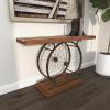 imageDeco 79 Industrial Wood and Metal Wheel Console Table 39quot x 25quot x 12quot BrownBlackBrown