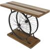 imageDeco 79 Industrial Wood and Metal Wheel Console Table 39quot x 25quot x 12quot BrownBlackBrown