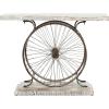 imageDeco 79 Industrial Wood and Metal Wheel Console Table 39quot x 25quot x 12quot BrownBlackWhite