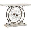 imageDeco 79 Industrial Wood and Metal Wheel Console Table 39quot x 25quot x 12quot BrownBlackWhite