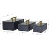 imageDeco 79 Marble Decorative Box Decorative Keepsake Boxes with Aluminum Bar Handles Set of 3 Storage Boxes 12quot 10quot 8quotW BlackBlack