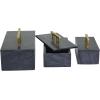 imageDeco 79 Marble Decorative Box Decorative Keepsake Boxes with Aluminum Bar Handles Set of 3 Storage Boxes 12quot 10quot 8quotW BlackBlack