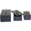 imageDeco 79 Marble Decorative Box Decorative Keepsake Boxes with Aluminum Bar Handles Set of 3 Storage Boxes 12quot 10quot 8quotW BlackBlack
