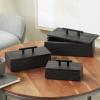 imageDeco 79 Marble Decorative Box Decorative Keepsake Boxes with Aluminum Bar Handles Set of 3 Storage Boxes 12quot 10quot 8quotW BlackBlack