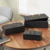imageDeco 79 Marble Decorative Box Decorative Keepsake Boxes with Aluminum Bar Handles Set of 3 Storage Boxes 12quot 10quot 8quotW BlackBlack
