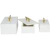 imageDeco 79 Marble Decorative Box Decorative Keepsake Boxes with Aluminum Bar Handles Set of 3 Storage Boxes 12quot 10quot 8quotW BlackWhite