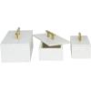 imageDeco 79 Marble Decorative Box Decorative Keepsake Boxes with Aluminum Bar Handles Set of 3 Storage Boxes 12quot 10quot 8quotW BlackWhite