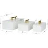 imageDeco 79 Marble Decorative Box Decorative Keepsake Boxes with Aluminum Bar Handles Set of 3 Storage Boxes 12quot 10quot 8quotW BlackWhite