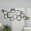 imageDeco 79 Metal Abstract Room Wall Mirror Bubble Cluster Entryway Mirror Wall Mounted Mirror 24quot x 1quot x 52quot Black