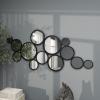 imageDeco 79 Metal Abstract Room Wall Mirror Bubble Cluster Entryway Mirror Wall Mounted Mirror 24quot x 1quot x 52quot Black