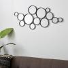 imageDeco 79 Metal Abstract Room Wall Mirror Bubble Cluster Entryway Mirror Wall Mounted Mirror 24quot x 1quot x 52quot Black