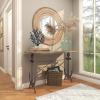 imageDeco 79 Metal Anchor Console Table with Brown Wood Top 48quot x 15quot x 31quot BlackBrownBlack