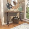 imageDeco 79 Metal Anchor Console Table with Brown Wood Top 48quot x 15quot x 31quot BlackBrownBlack